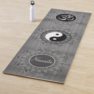 Tapis De Yoga Triple Hexagon Mandalas OM Symbole Yin Yang Namast
