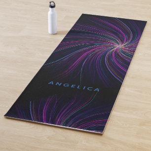 Tapis De Yoga Trippy moderne noir et rose Abstrait Cool foncé