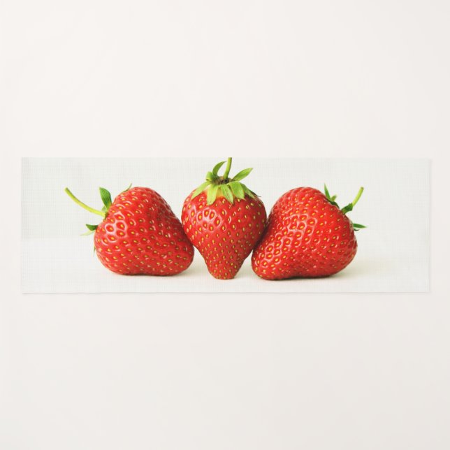 Tapis De Yoga Trois fraises sur la ymna blanche (Devant (Horizontal))