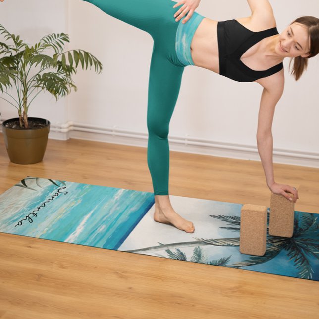 Tapis De Yoga Tropical Beach Island Ocean Nom du paysage (Créateur téléchargé)