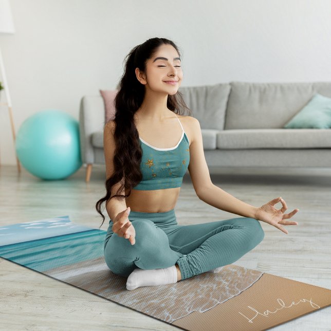Tapis De Yoga Tropical Beach Sand Ocean Nom personnalisé (Créateur téléchargé)
