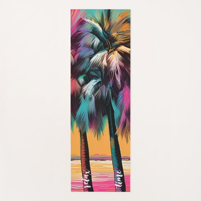 Tapis De Yoga Tropical Chill, Trendy Pop Art, Comic Style, (Devant)