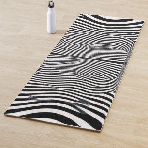 Tapis De Yoga Tunnel d'illusion optique - Noir et blanc hypnotiq