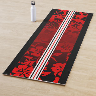 Tapis De Yoga Tunnels Beach Hawaii Hibiscus Surfer Rouge