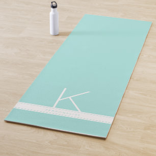 Tapis De Yoga Turquoise bleu turquoise moderne simple Monogramme