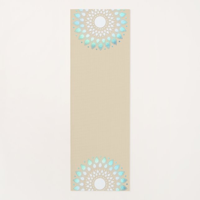 Tapis De Yoga Turquoise Blue Lotus Mandala (Devant)