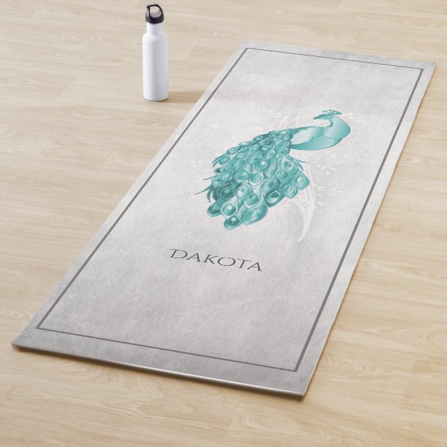 Tapis De Yoga Turquoise Elegant Peacock Yoga Mat (En situation)