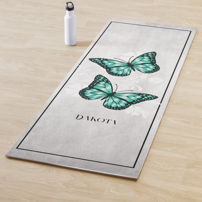 Tapis De Yoga Turquoise papillon Floral Yoga Mat (En situation)