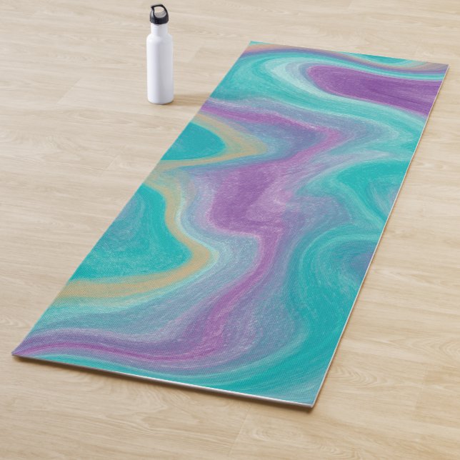 Tapis De Yoga Turquoise, violet, bleu et doré (En situation)