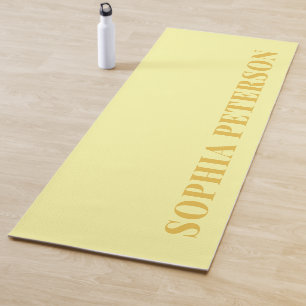 Tapis De Yoga Typographie moderne Gras Pastel Jaune Personnalisé