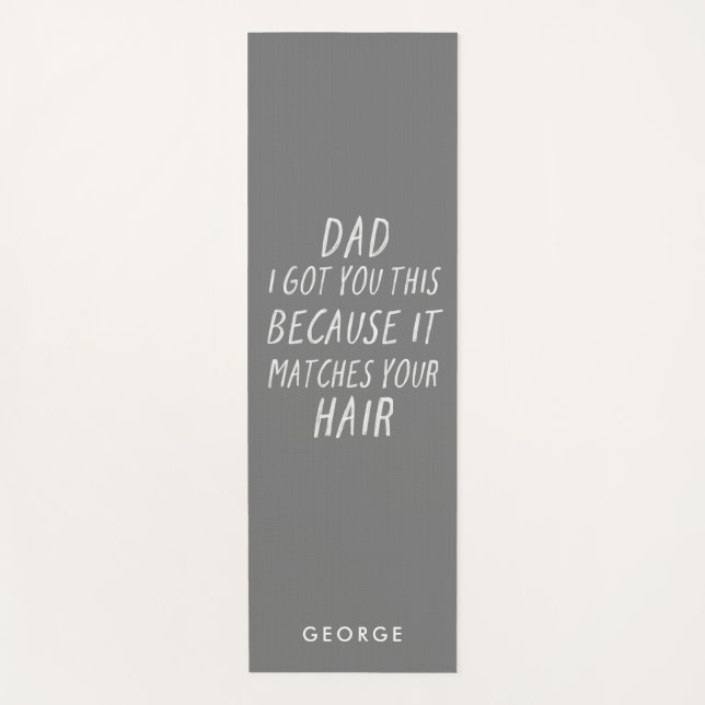 Tapis De Yoga Typographie moderne humour papa cheveux gris fête  (Devant)