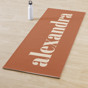Tapis De Yoga Typographie moderne Nom personnalisé   Rouille 