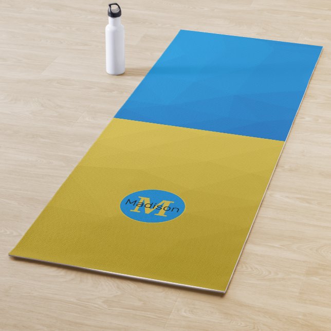 Tapis De Yoga Ukraine drapeau motif géométrique maillage Monogra (En situation)
