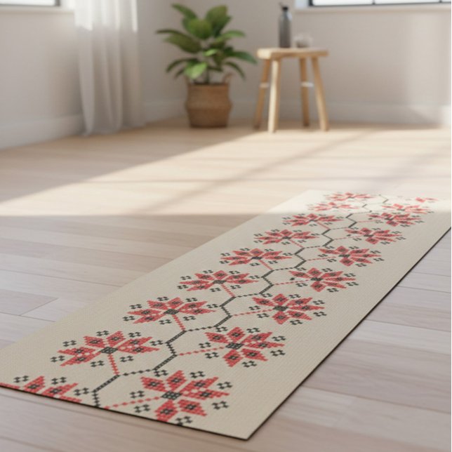 Tapis De Yoga Ukrainian Embroidery Floral Folk Art  (Créateur téléchargé)