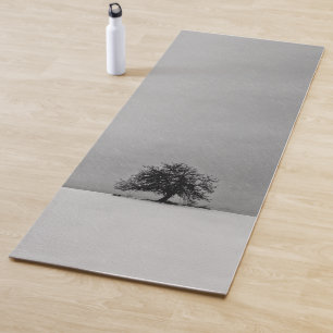 Tapis De Yoga Un arbre solitaire en noir et blanc
