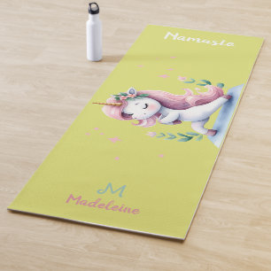 Tapis De Yoga Unicorne Namaste Yoga Cute Hot Yellow Name Monogra
