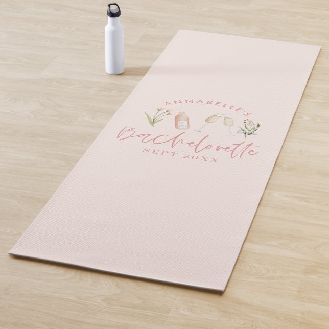 Tapis De Yoga Vacances en bachelorette rose florale moderne (En situation)