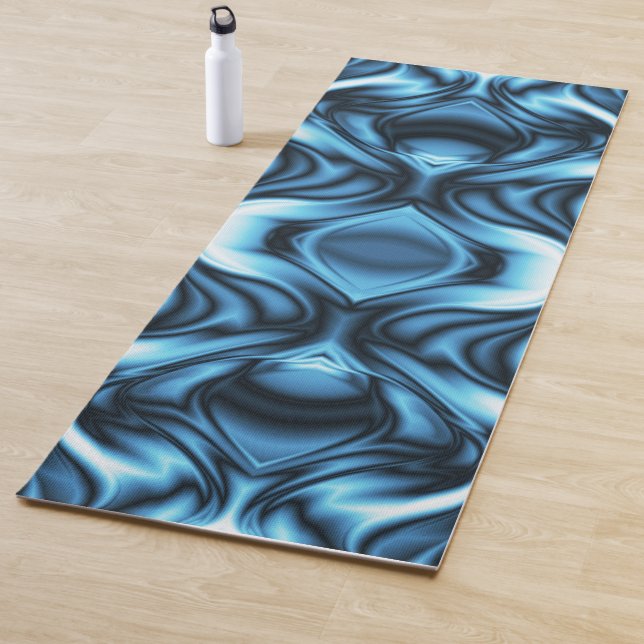 Tapis De Yoga Vague de soie bleue (En situation)