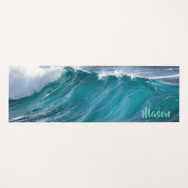 Tapis De Yoga Vague de surf (avec nom personnalisé) Yoga Mat (Devant (Horizontal))