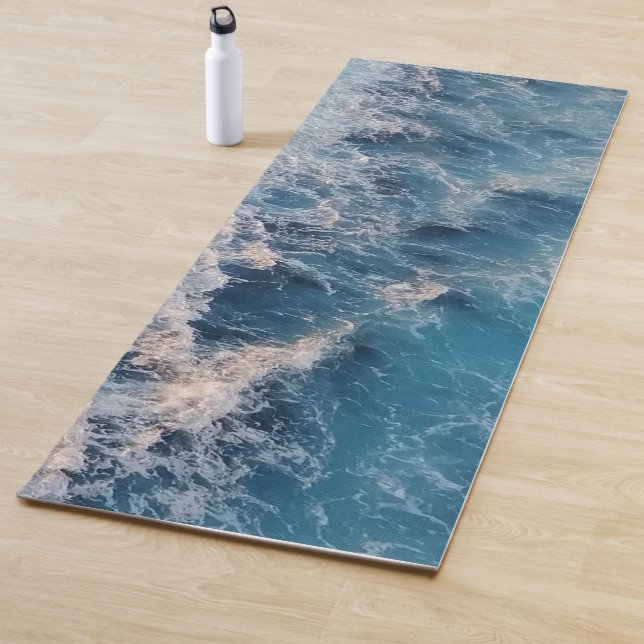 Tapis De Yoga Vagues bleu océan (En situation)