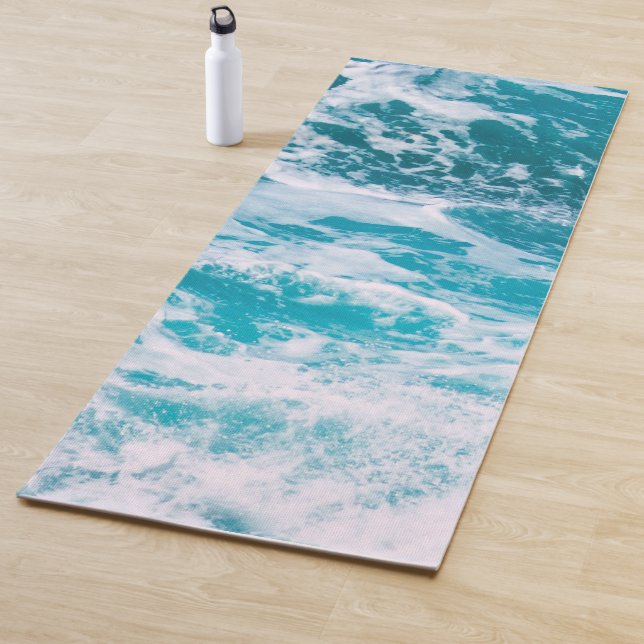 Tapis De Yoga Vagues de l'océan bleu (En situation)