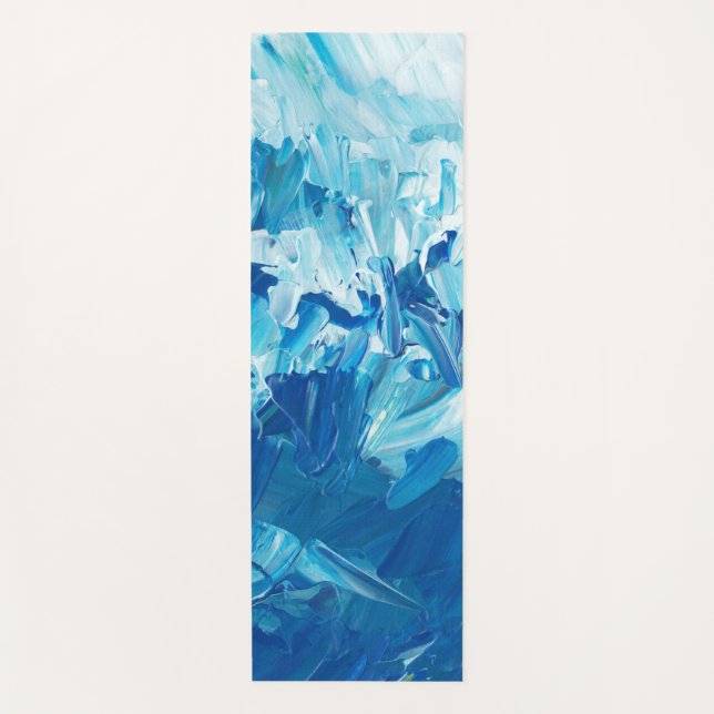 Tapis De Yoga Vagues de peinture bleue abstraite (Devant)