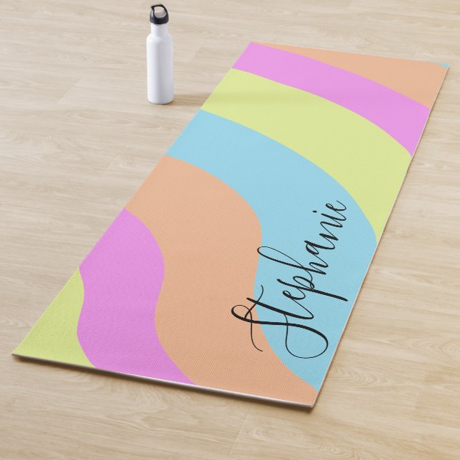 Tapis De Yoga Vagues Pastel Gradient (En situation)