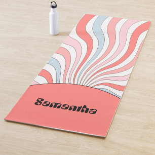 Tapis De Yoga Vagues Rétro Groovy en Couleurs Pastel