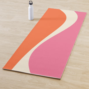 Tapis De Yoga Vagues simples 2 en rose, orange et crème