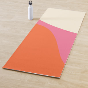 Tapis De Yoga Vagues simples 4 en rose, orange et crème
