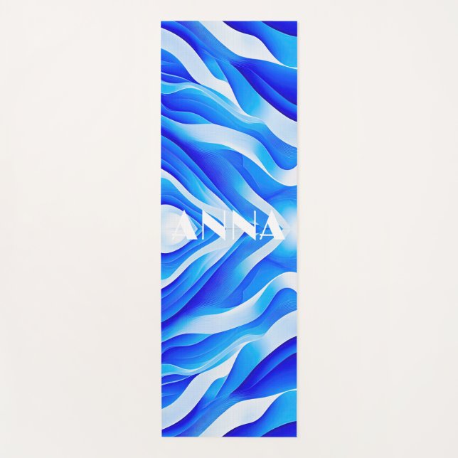 TAPIS DE YOGA VAGUES SUPER BLEUES (Devant)