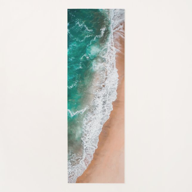 Tapis De Yoga Vagues sur la plage de sable (Devant)
