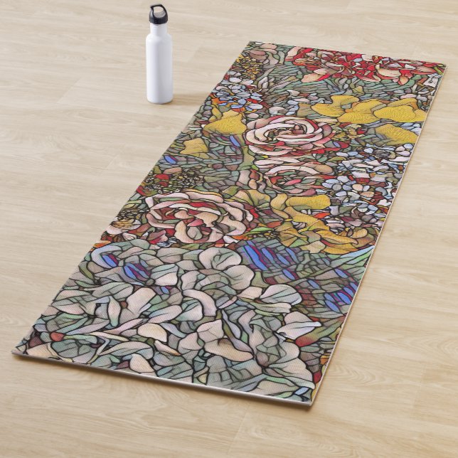 Tapis De Yoga Verre verni Botanique Floral (En situation)