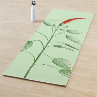 Tapis De Yoga Vert botanique de dessin d'usine de poivre de