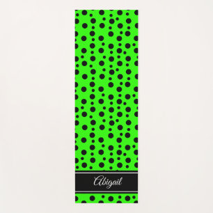 Tapis de Yoga Vert Citron à Points Noirs Personnal