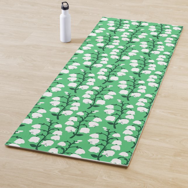 Tapis de yoga vert émeraude Muguet (En situation)