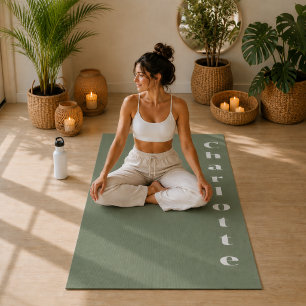 Tapis De Yoga Vert émeraude personnalisé minimaliste bien-être