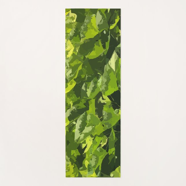 Tapis De Yoga Vert été nature moderne feuillage abstrait (Devant)