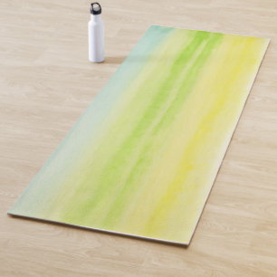 Tapis De Yoga Vert jaune Pastel bleu gai