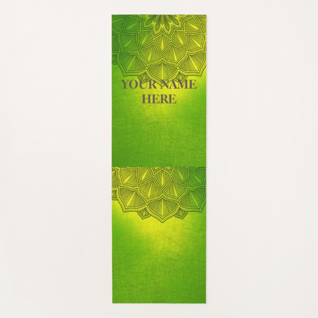 Tapis De Yoga Vert naturel Mandala Floral (Devant)