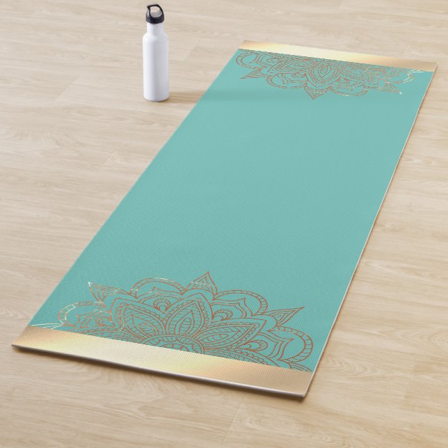 Tapis De Yoga Vert océan avec mandala (En situation)