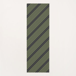 Tapis De Yoga Vert olive et charbon de bois cinq bandes motif