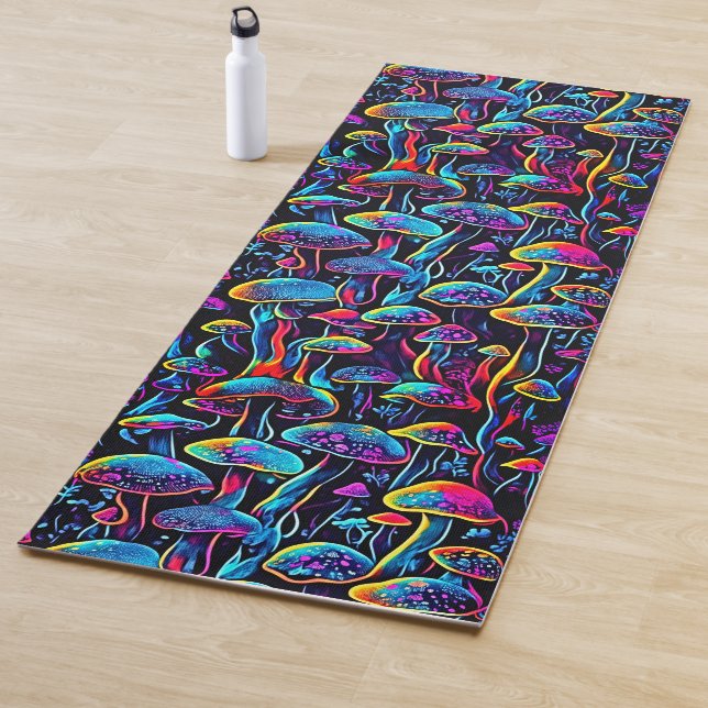 Tapis De Yoga Vibes de champignon de néon - Groove bioluminescen (En situation)