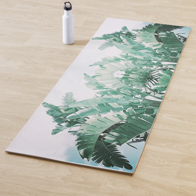 Tapis De Yoga Vibes d'été Banana Feuilles vert pâle (En situation)