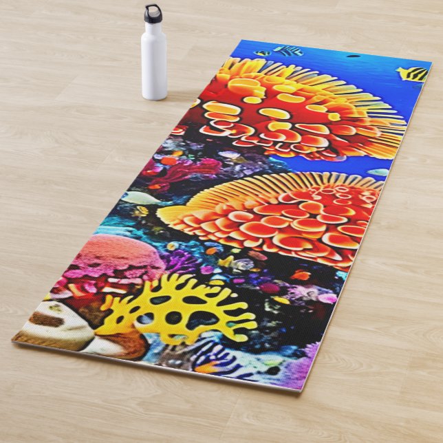 Tapis De Yoga Vibrant Coral Reef Sea Wonder Art (En situation)