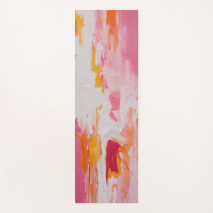 Tapis De Yoga Vibrant Rose & Orange Abstrait Expressionniste Yog