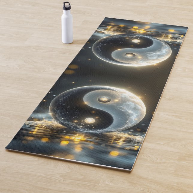 Tapis De Yoga Vibrations modernes de Yin et Yang zen  (En situation)