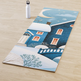 Tapis De Yoga Village hivernal de Cottage Cozy Moon enneigé
