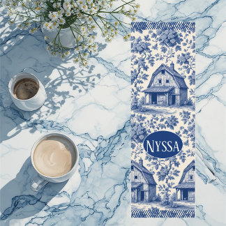 Tapis De Yoga Vintage Blue Cottage French Toile Parisian Charm