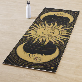 Tapis De Yoga Vintage Celestial Golden Surya Chandra Namaskar